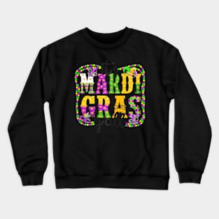 Its Mardi Gras Parade Festival Beads Mask Feathers Crewneck Sweatshirt